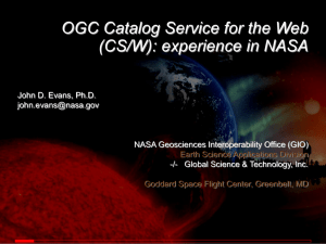 OGC Catalog Service for the Web (CS/W): experience in NASA