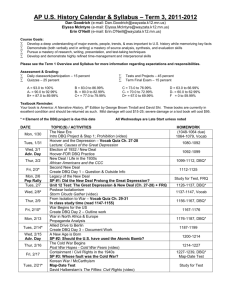 AP US History Calendar & Syllabus – Term 3, 2011-2012