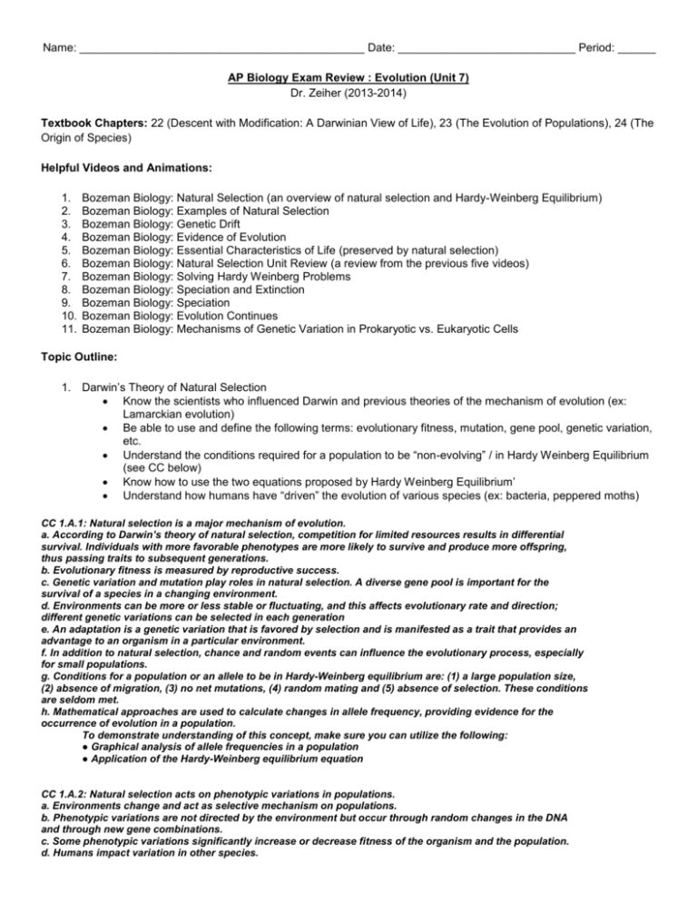 unit 7 ap bio mcq part a