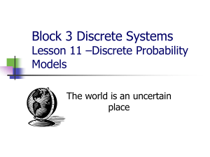 Block 3 Discrete Models Lesson 9 – Discrete Probability