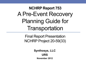 NCHRP 20-59 (33) Pre-Event Recovery Planning Guide Final