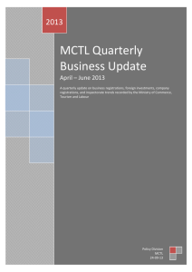 Business Update Report Quarter 2, 2013