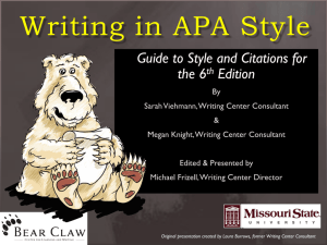 Writing in APA Style - Writing Center
