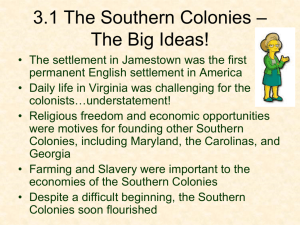 3.1 The Southern Colonies