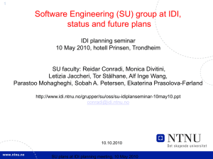 SU status and plans at IDI planning seminar on 10 May 2010