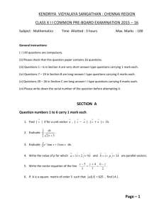 Mathematics - Kendriya Vidyalaya No. 2, Tambaram