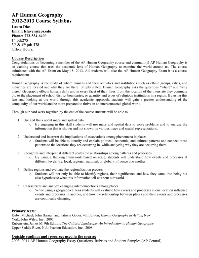 Ap Human Geography Westinghouse College Prep