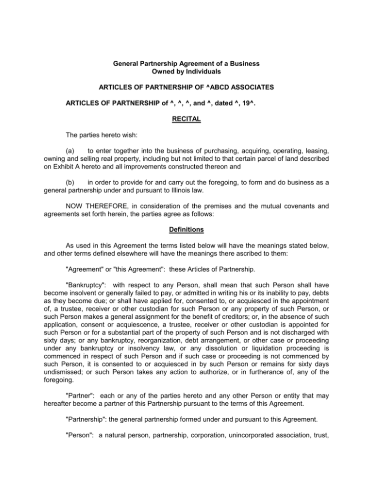 Sample General Partnership Agreement