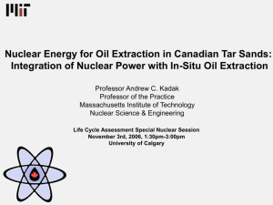 Integration of Nuclear Power with In-Situ Oil