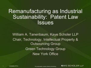 Remanufacturing as Industrial Sustainability