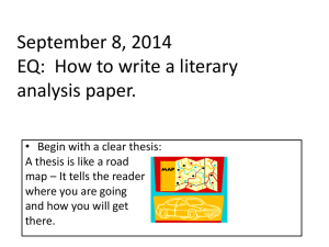How to Write a Literary Thesis A thesis statement is a one