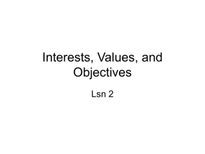 Interests, Values, and Objectives