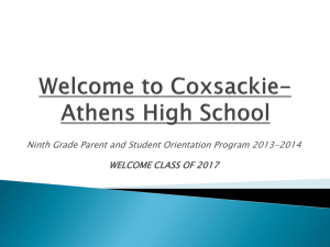 Welcome to Coxsackie-Athens High School Ninth Grade Parent and