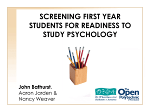 Screening first year students for readiness to study psychology