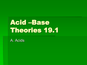 Acid –Base Theories 19.1