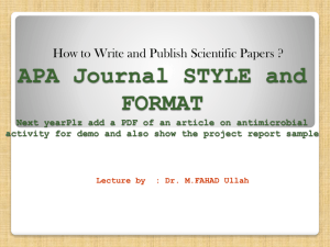 APA Style and Format