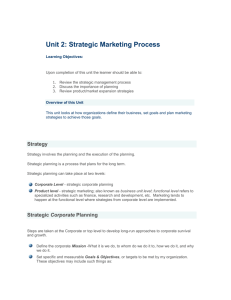 Unit 2: Strategic Marketing Process