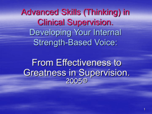Advanced Skills in Clinical Supervision
