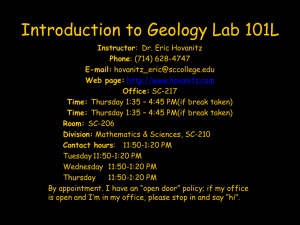 Introduction to Geology Lab 101L