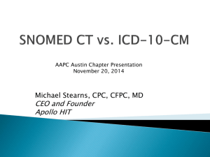 SNOMED CT vs. ICD-10-CM AAPC Chapter Meeting 11-20-14