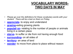 VOCABULARY WORDS- TWO DAYS IN MAY