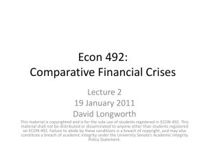 Econ 492: Comparative Financial Crises
