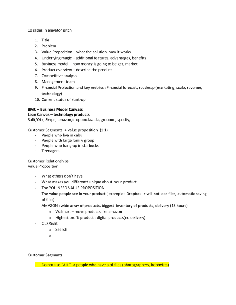 Elevator Speech Template from s3.studylib.net