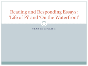 Reading and Responding Essays: *Life of Pi* and *On the Waterfront*