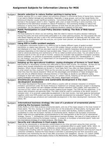 Assignment Subjects for Information Literacy for MOS Subject 1