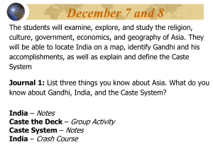 hinduism, Gandhi and Caste system notes