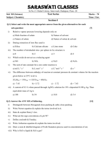 Chemistry Test 1 - Saraswati Classes