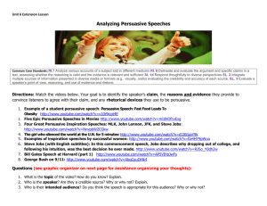Analyzing Various Persuasive Speeches (Extension