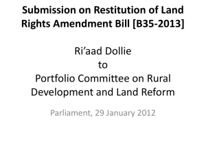 Private submission of Ri'aad Dollie to the Portfolio Committee on