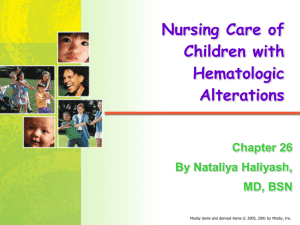 Lect.11 - Nursing Care of Children with Hematologic Alterati