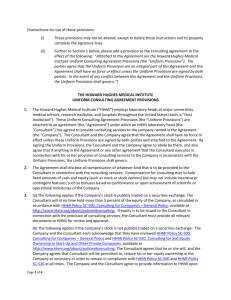 Uniform Consulting Agreement Provisions