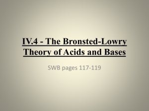 IV.4 - The Bronsted-Lowry Theory of Acids and Bases