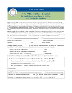 Solar PV Standard Plan – Simplified Central/String Inverter System