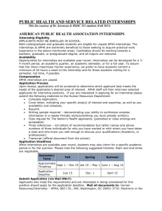 PUBLIC HEALTH INTERNSHIPS