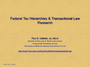 Federal Tax and Transactional Law Research (Boot Camp 2005)