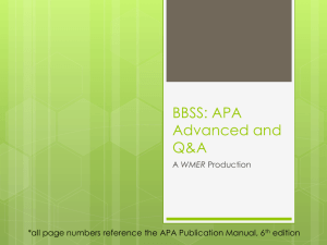 BBSS: APA Advanced and Q&A