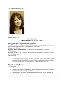 Renee Balodis-Cox CV: Mental Health Counseling & Training