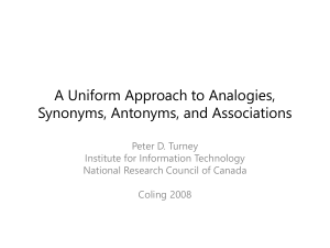 A Uniform Approach to Analogies, Synonyms, Antonyms