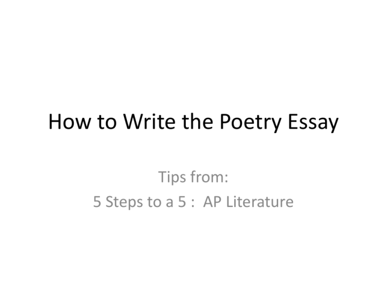 How To Write The Poetry Essay
