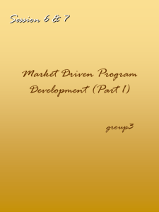 Market Driven Program Development (Part 1)