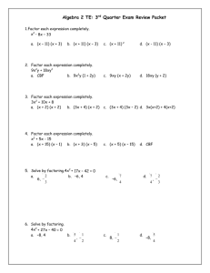 Algebra 2 TE: 3 rd Quarter Exam Review Packet