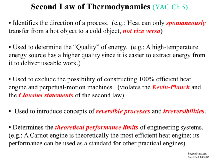 Second Law Of Thermodynamics