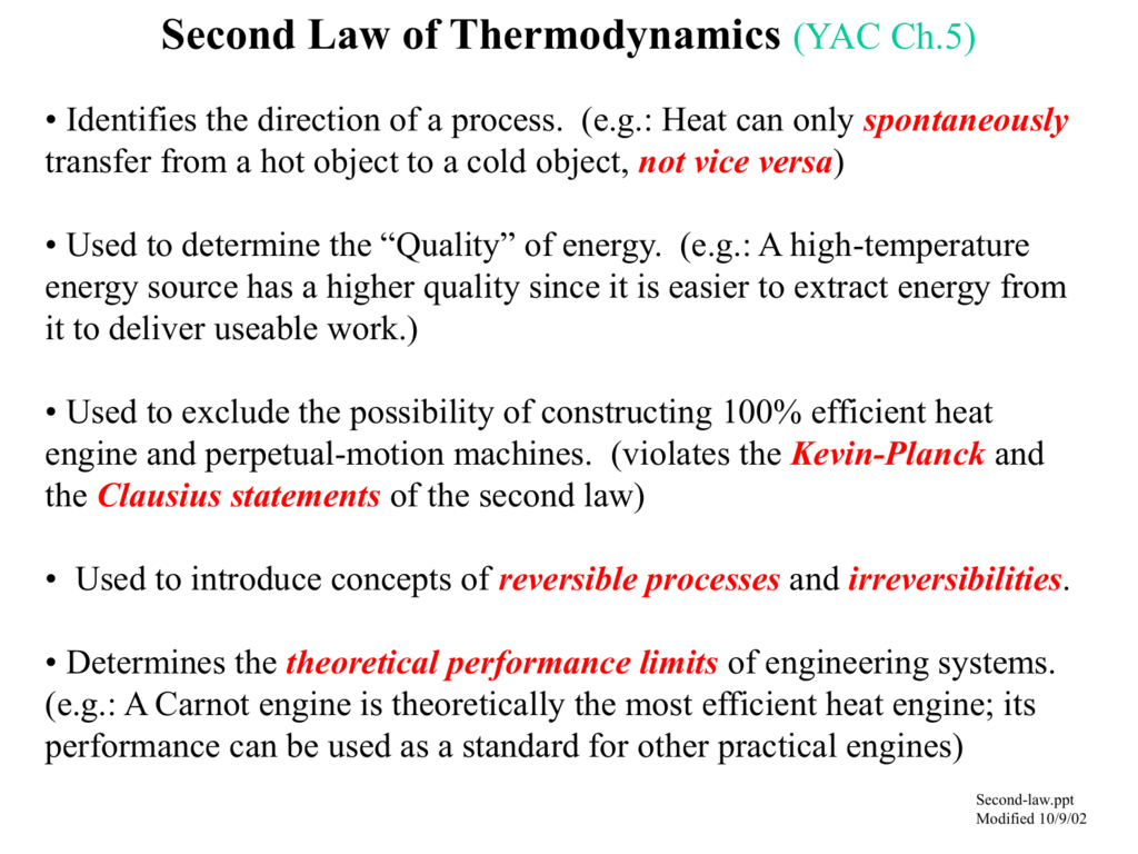 second law of thermodynamics statement