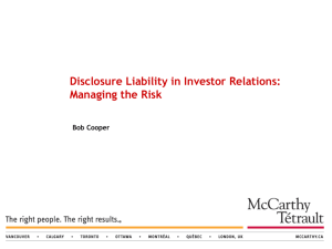 Disclosure Liability in Investor Relations