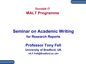 Tony Fell - 1 - Seminar on Academic Writing