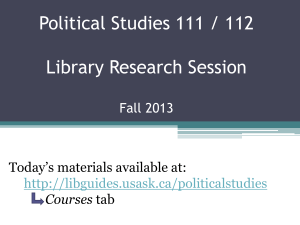 Political Studies 112.3 (01) Library Research